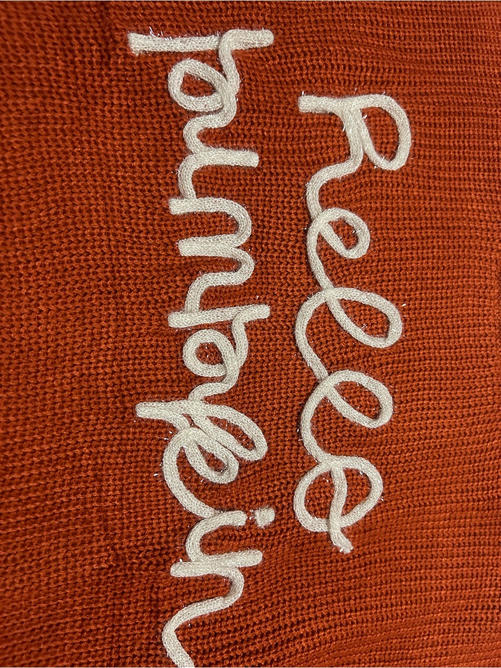 Rust Orange Knit Sweater with Script Logo - Picture 2 of 5